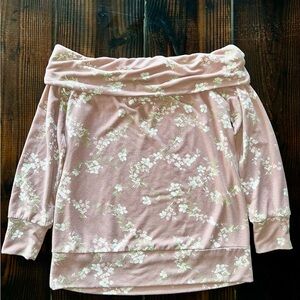 LC Lauren Conrad Dusty Pink Floral Off-Shoulder Top